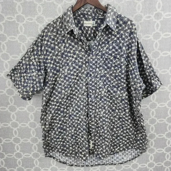 Field Master 100% Stiff Cotton Button Down Textured Pattern Men's Shirt XL - Picture 1 of 9